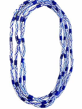 Source Unknown Blue & White Multi-Strand Seed Bead Necklace